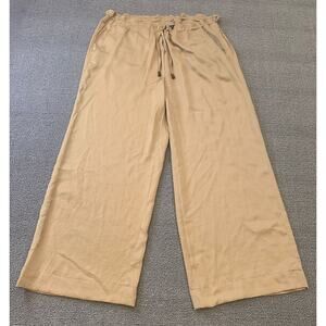 Lauren Ralph Lauren Women's 4P Tan Petite Wide Leg Drawstring Pants